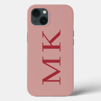 Big Initials Stylish Rose Tan & Crimson Red