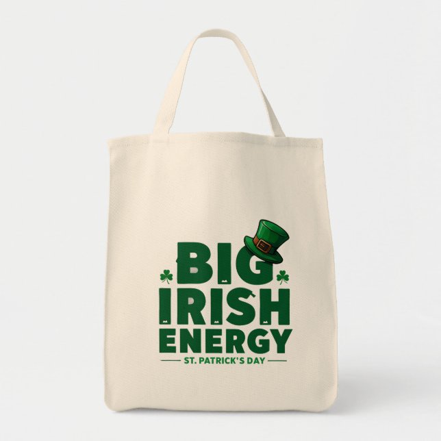 Big Irish Energy Tote Bag | Funny St Patrick’s Day (Front)
