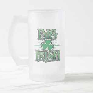 Big Irish Frosted Glass Beer Mug