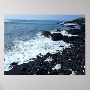 Big Island Hawaii black sand beach poster