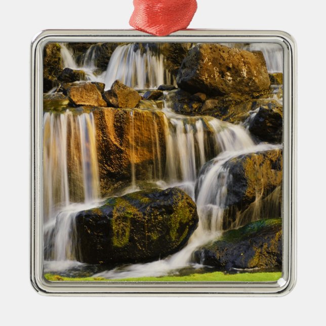 Big Island, Hawaii. Cascading stream, Big Island Metal Tree Decoration (Front)