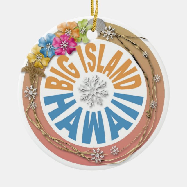 Big Island Hawaii holiday hibiscus ornament (Front)