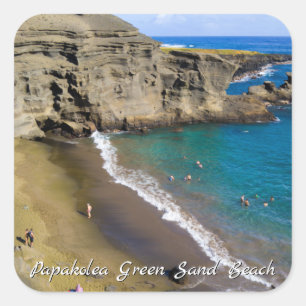 Big Island Hawaii Papakolea Green Sand Beach Square Sticker