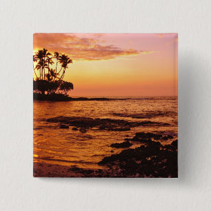 Big Island, Hawaii. Sunset, Big Island Hawaii. 2 15 Cm Square Badge
