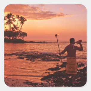 Big Island, Hawaii. Sunset, Big Island Hawaii. Square Sticker