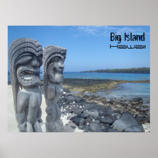 Big Island Hawaii tiki statues poster
