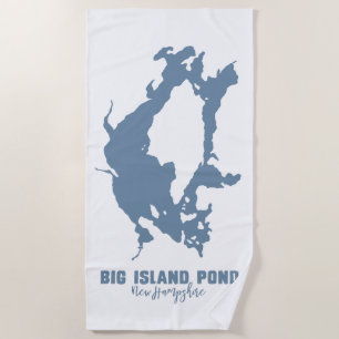 Big Island Pond New Hampshire Lake Silhouette Map Beach Towel