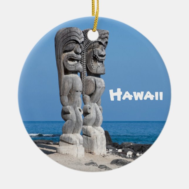 Big Island Tiki Keepsake Ceramic Tree Decoration (Front)