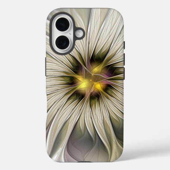 Big Ivory Flower, Abstract Modern Fractal Art Case-Mate iPhone Case (Back)