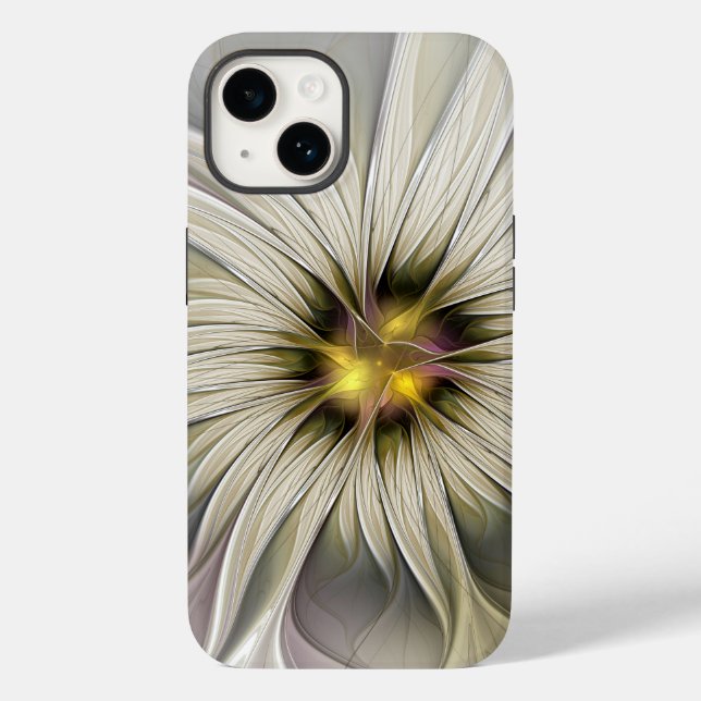 Big Ivory Flower, Abstract Modern Fractal Art Case-Mate iPhone Case (Back)