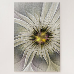 Big Ivory Flower, Abstract Modern Fractal Art Jigsaw Puzzle