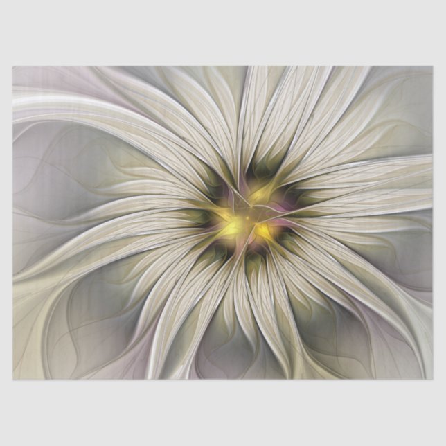 Big Ivory Flower, Abstract Modern Fractal Art Tissue Paper (Front)