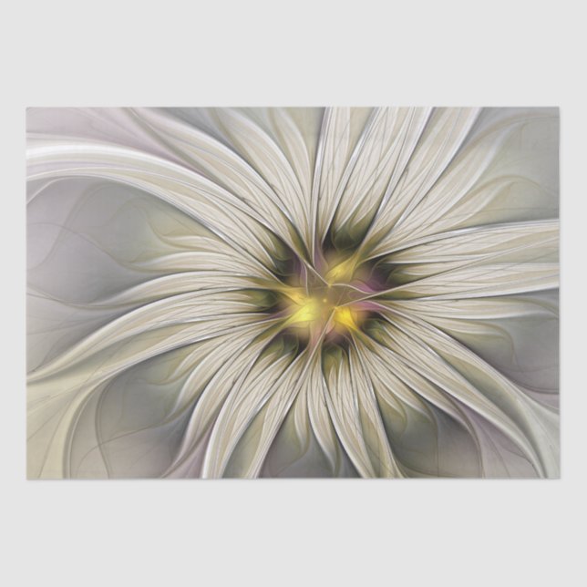 Big Ivory Flower, Abstract Modern Fractal Art Tissue Paper (Front)