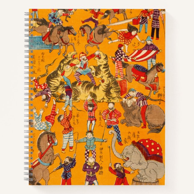 Big Japanese Circus woodblock print  Notebook (Front)