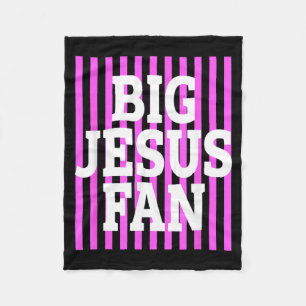 Big Jesus Fan Striped Big Jesus Fan Preppy Fleece Blanket