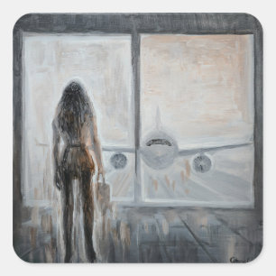 Big jet plane square sticker