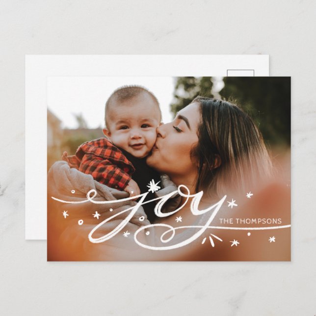 Big Joy Hand Lettered Photo Holiday Postcard (Front/Back)