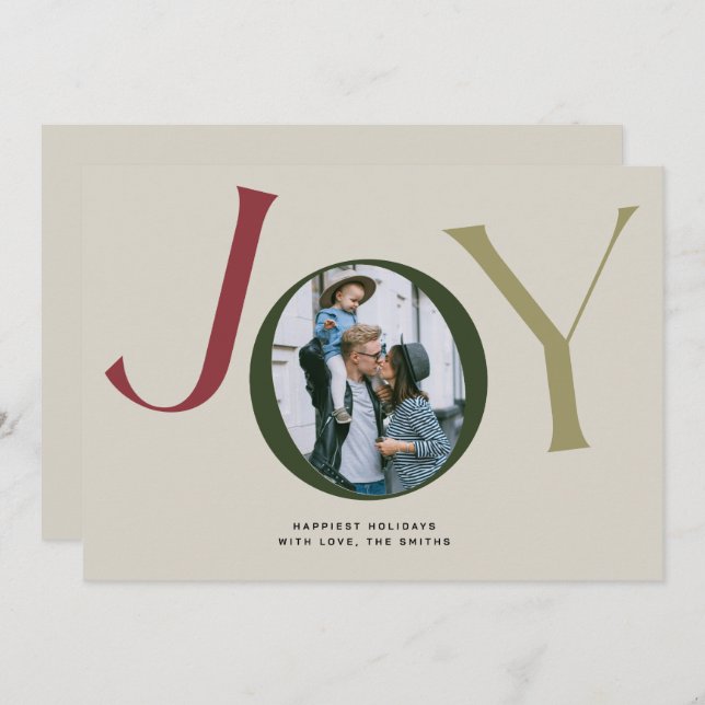 Big Joy Photo Card with Buffalo Plaid  (Front/Back)