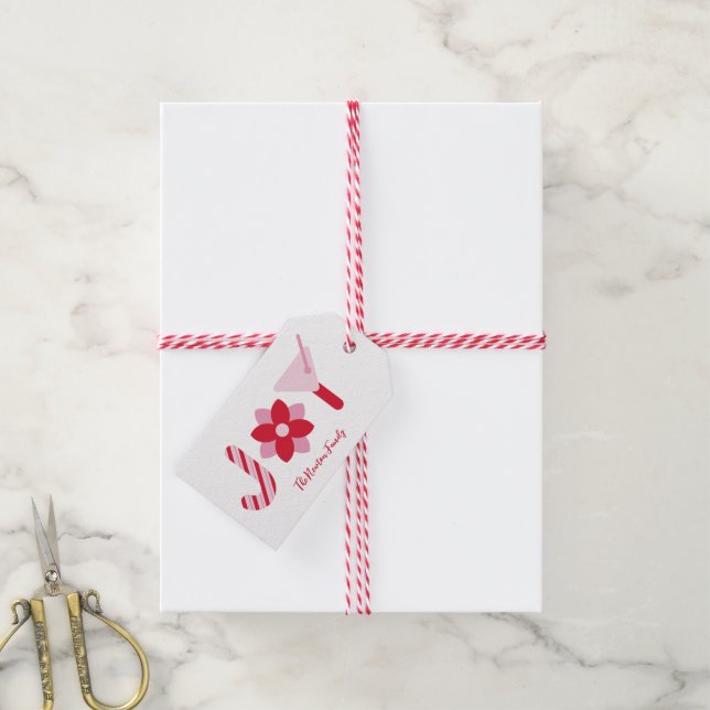 Big Joy Red and Pink Gift Tag (With Twine)
