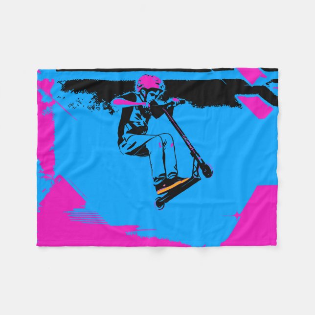 Big Jump - Scooter Rider Fleece Blanket (Front (Horizontal))