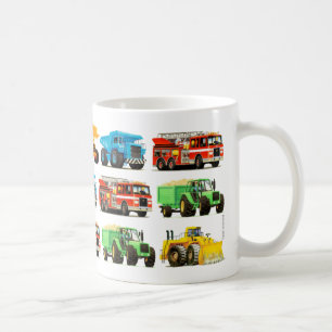 Big Kid's Construction Trucks Pattern Coffee Mug