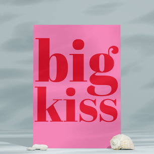 Big Kiss! Modern Bold Red - Hot Pink Typography  Postcard
