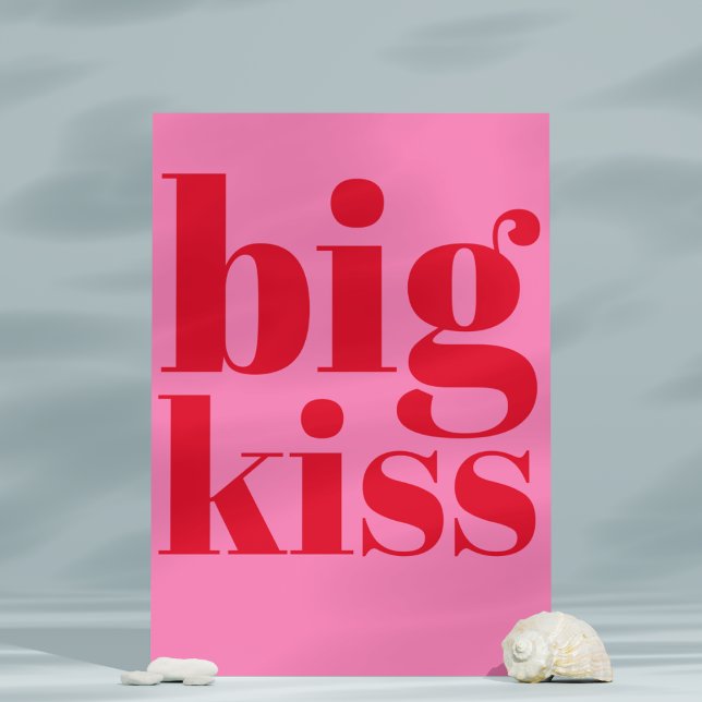 Big Kiss! Modern Bold Red - Hot Pink Typography  Postcard (Creator Uploaded)