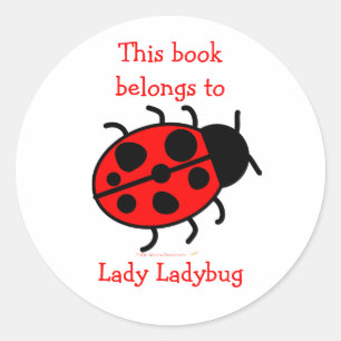 Big Ladybug Cute Bookplate Label Stickers for Kids