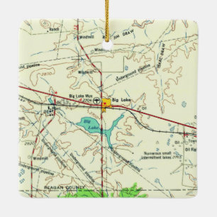 Big Lake TX Topo Map Ceramic Ornament