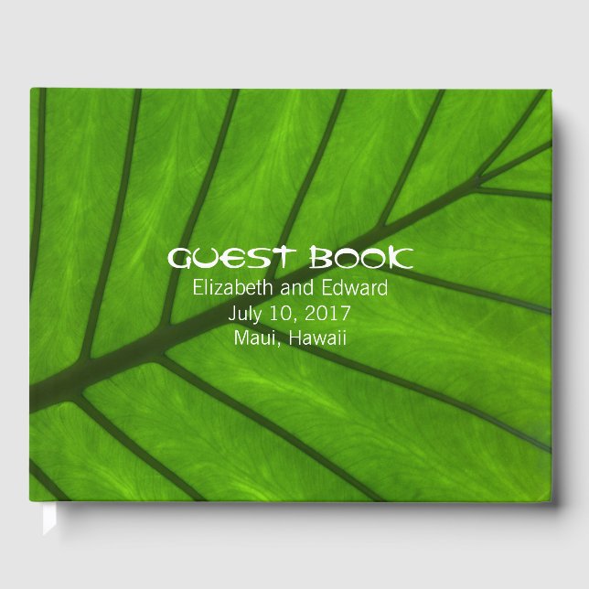 Big Leaf Tropical Wedding Guest Book (Front)
