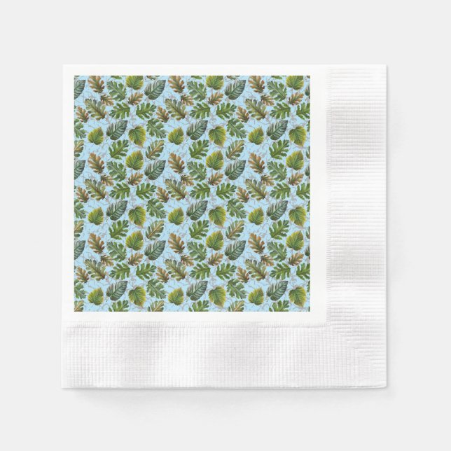 Big leaves pattern 01 Lblue BG Napkin (Front)