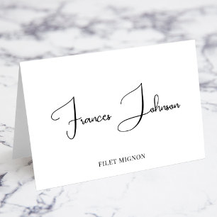 Big Letter Script Meal Choice Name Place Cards