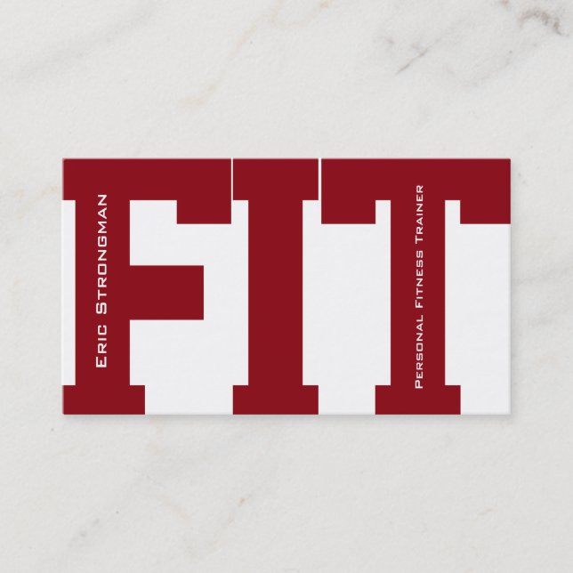 Big letters FIT fitness trainer modern cover Business Card (Front)