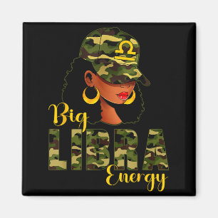 Big Libra Energy Camouflage Black Woman Cap Zodiac Magnet