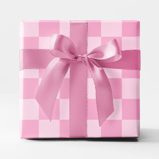 Big Light Pink Chequered Wrapping Paper