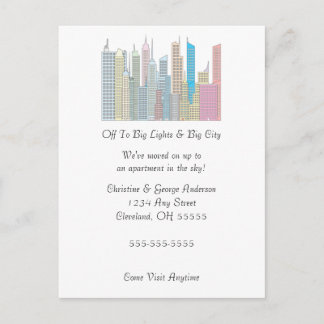 Big Lights Big City Moving Announcement Postcard