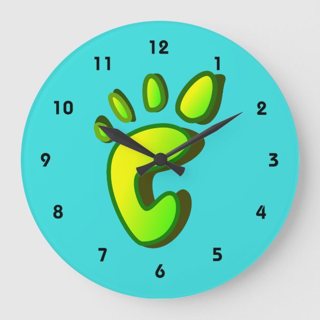 Big Lime Green Footprint Large Clock (Front)