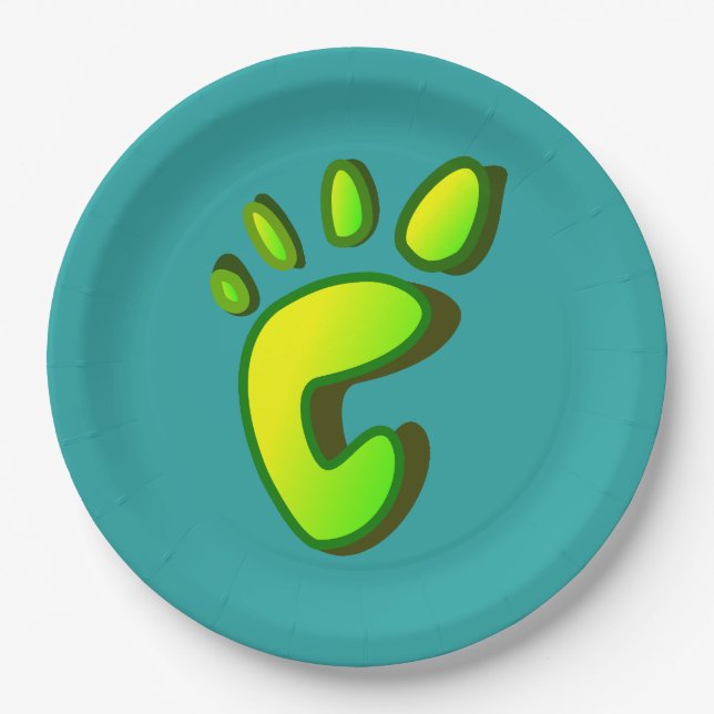 Big Lime Green Footprint Paper Plate (Front)