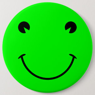 Big Lime Green Frog Smile 6 Cm Round Badge