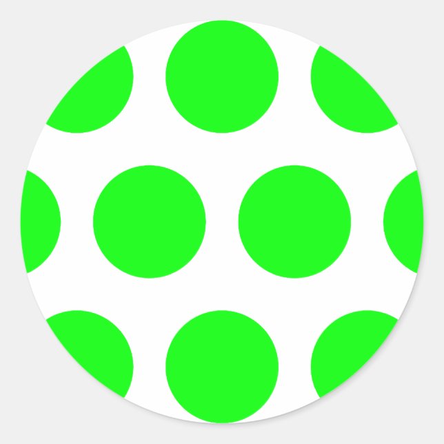 Big Lime Polka Dots Classic Round Sticker (Front)