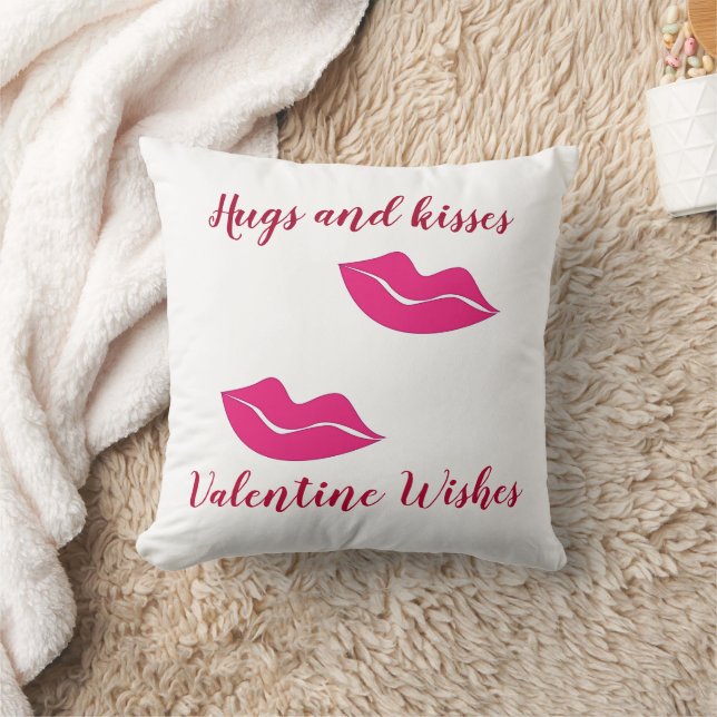 big lips hugs kisses Valentine wishes  Cushion (Blanket)