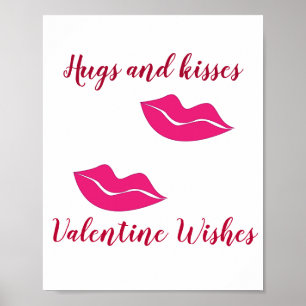 big lips hugs kisses Valentine wishes  Poster
