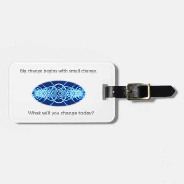 Big Little Change luggage tag - blue (Front Horizontal)