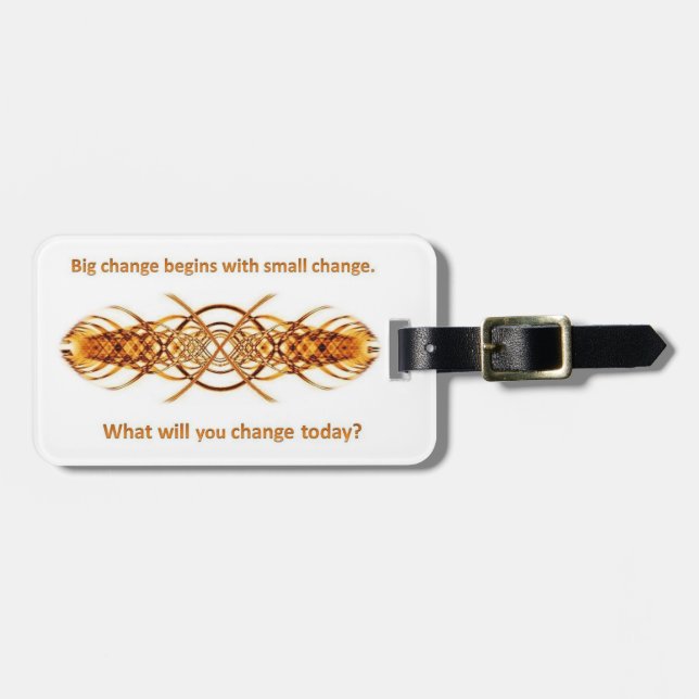 Big Little Change luggage tag - gold (Front Horizontal)