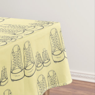 Big Little Shoes New Baby Shower Sneaker Yellow Tablecloth