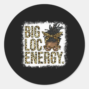 Big Loc Energy Leopard Loc'd Woman Black Girl June Classic Round Sticker
