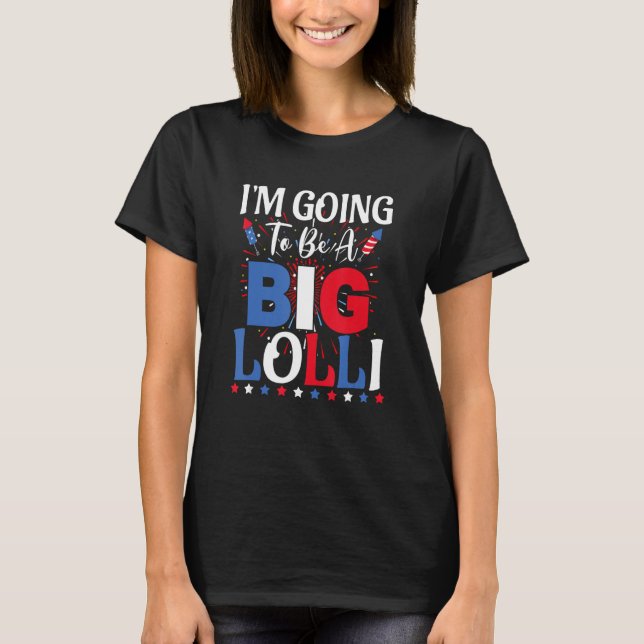 Big Lolli 4th of July Pregnancy Gender Reveal Fire T-Shirt (Front)