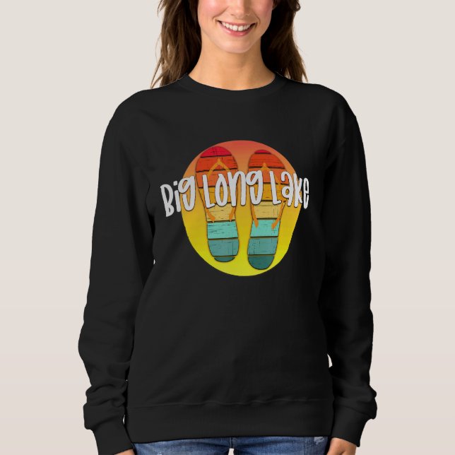 Big Long Lake Indiana Retro Flipflop Sunset Graphi Sweatshirt (Front)
