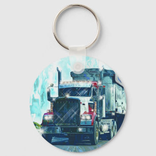 BIG LORRY RED GRAVEL TRUCK Art Keychain