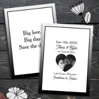 Big love. Big day. Save the date. Black Border